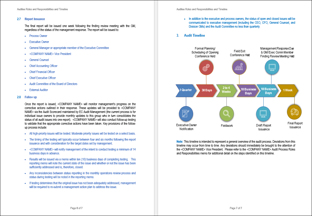 Auditee Roles and Responsibilities and Timeline