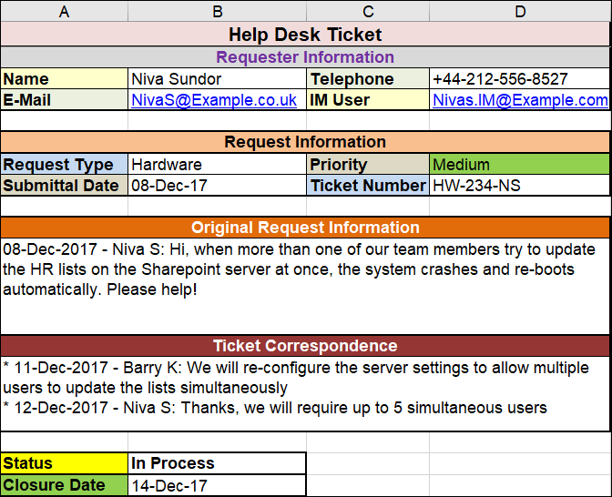 Helpdesk Ticket Template