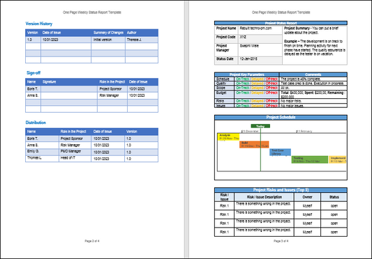 Project Jumpstart Pack- One Page Weekly Status Report Template