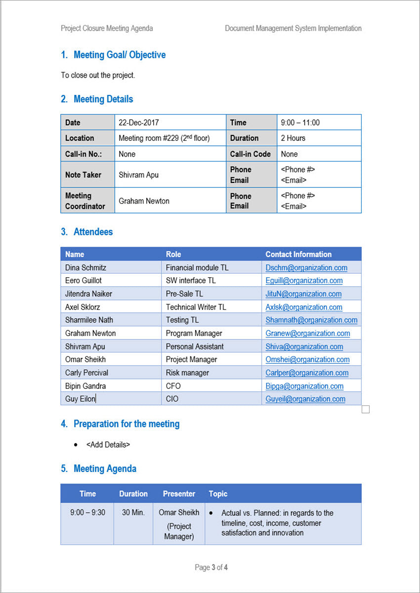 Meetings Management Pack