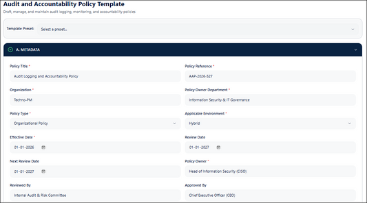 Audit and Accountability Policy Template