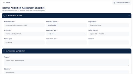 Internal Audit Self Assessment Checklist