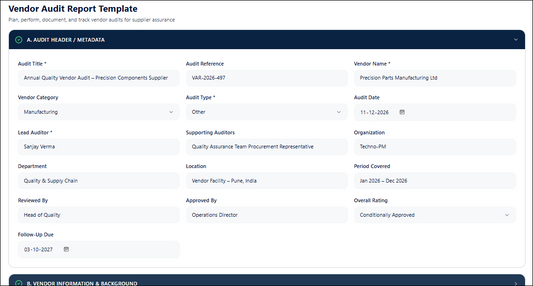 Vendor Audit Report Template