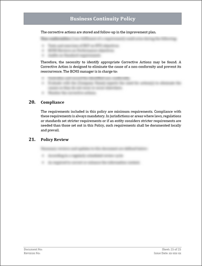 ISO 22301 Documentation Toolkit for Business Continuity