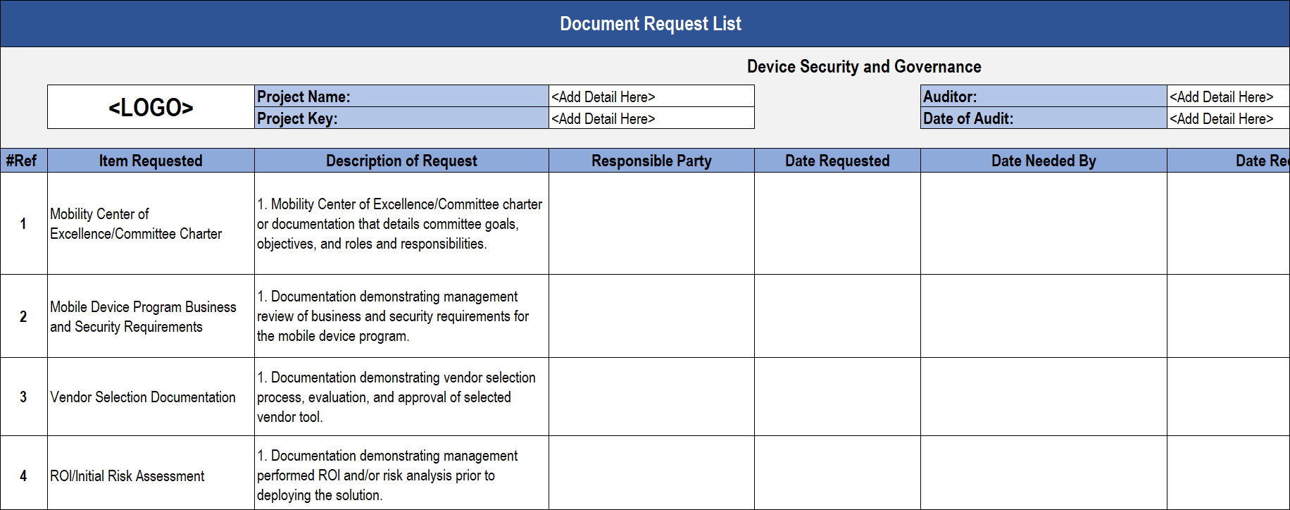 Audit Document Request List