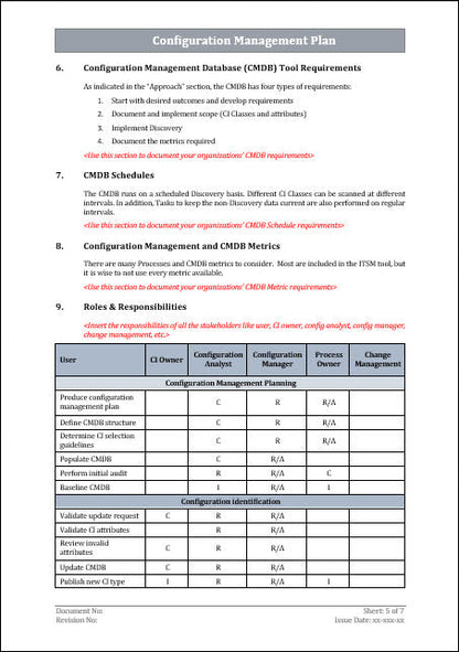 Configuration Management Plan Template