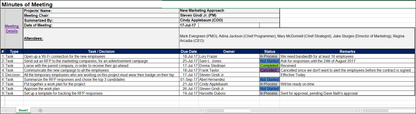 Minutes of Meeting Excel Template (Landscape)