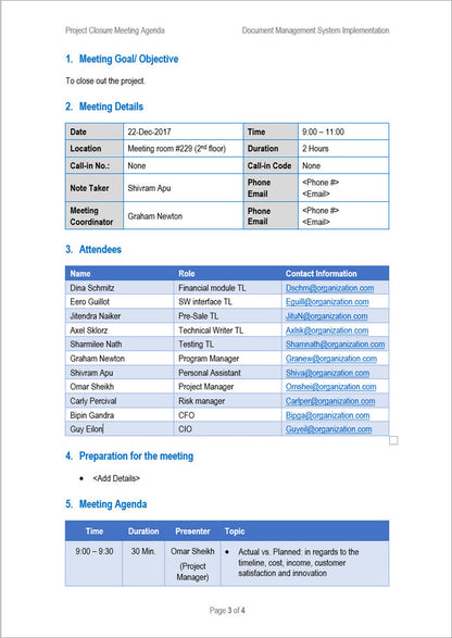 Meetings Management Pack