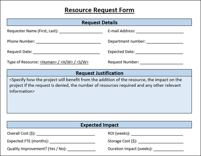 Resource Request Form Template 